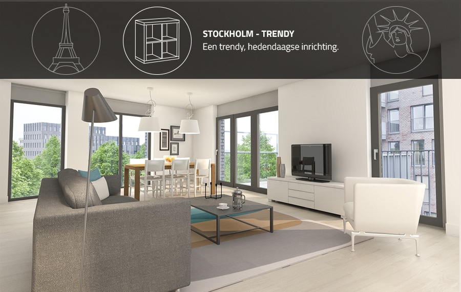 Artist impression in een moderne New Yorkse interieurstijl